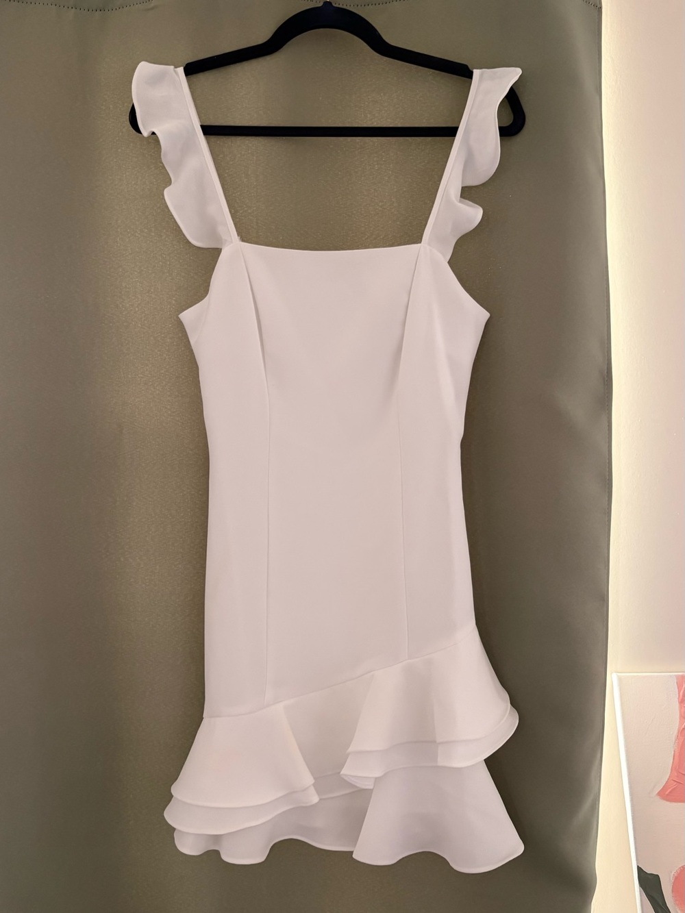 BCBGeneration White Ruffle-Strap Mini Dress